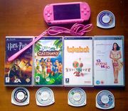Pink PSP + 3 games,  film + game case .